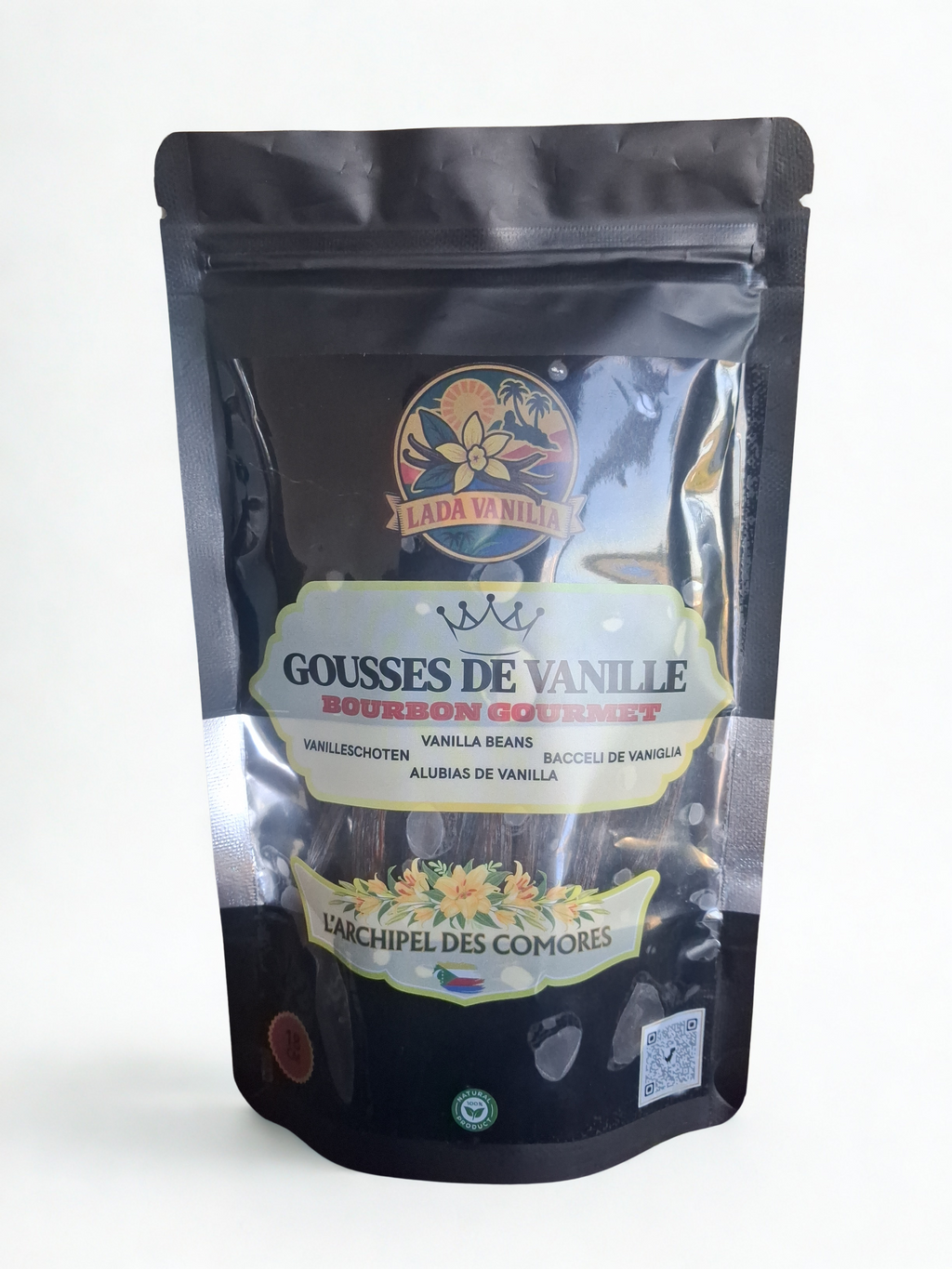 Lot de 10 Gousses de Vanille Bourbon de Comores Sachet hermétique - 18/20 cm